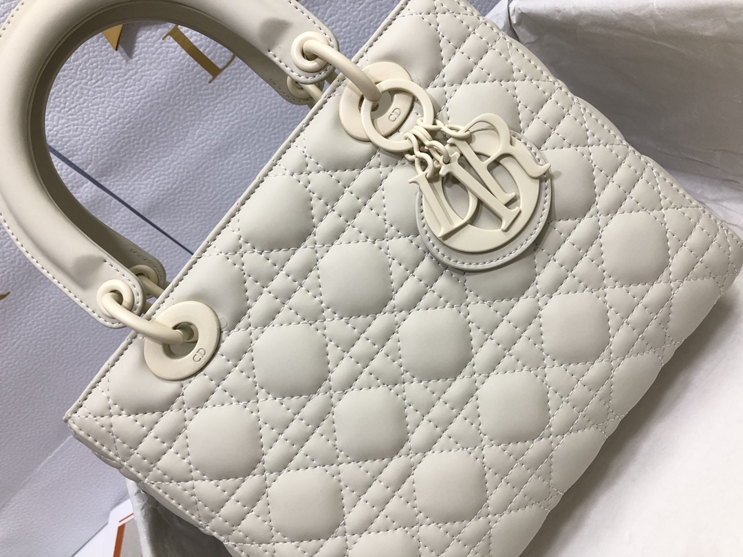 Medium Lady Dior Bag Latte Ultramatte Cannage Calfskin